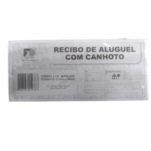 Talão recibo de aluguel c/5 pçs 9009 215x94mm fd