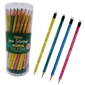 Lapis tabuada 10008 c/72pçs redondo c/borracha gatte