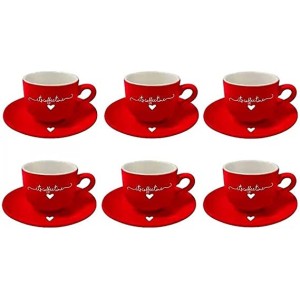 Jogo 6 xicaras lamour vermelho 90ml