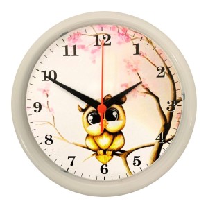 Relógio parede peq. pla-112 coruja numeral peq. preto todo branco c/1pç plasfort