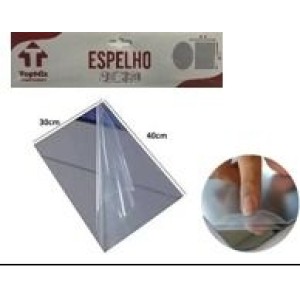 Espelho plástico adesivo retangular 40x30cm c/1 peça 0044 Top Mix