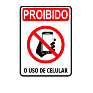 Placa sinalização pq. proibido o uso de celular 15x20 pacific