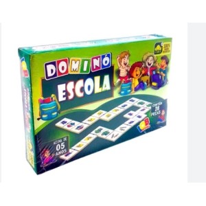 Brinquedo pedagogico domino escola 62 cx papel iob