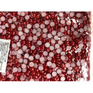Perolas meia bola 8mm vermelha c/1pct