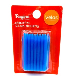 Vela aniversário palito azul c/24 pçs regina