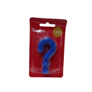 Vela aniversário ? interrogação azul c/1 pç regina