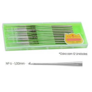 Agulha de crochê aço n.6 c/ 12 pçs tulipa