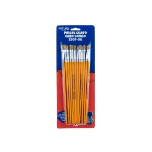 Pincel chato cabo longo 2301-06 cartela  c/12pçs futuro fe122203