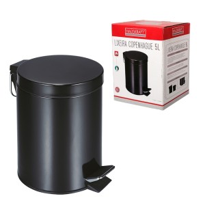 Lixeira com pedal copenhague 5 litros preta c/1pç lixe002/pt hauskraft