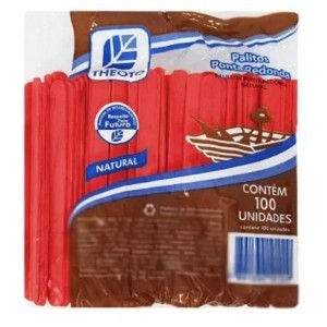 Palito sorvete escolar vermelho  ponta redonda c/100pçs 10cm 51713 theoto