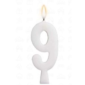 Vela aniversário n°9 branca c/1pç regina