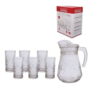 Conjunto jarra com 6 copos de vidro rozana cjps089