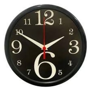 Relogio de parede pequeno pla-010 numeral preto fundo preto plasforf