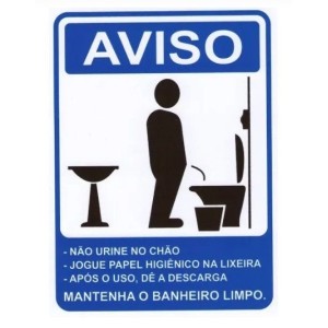 Placa sinalizacao pequena aviso mantenha banheiro limpo masculino 15x20 c/1pç pacific