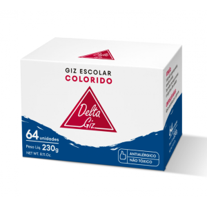 Giz escolar colorido delta 64 unidades.