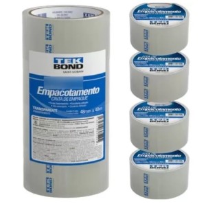 Fita adesiva transparente 48x40 pct c/4 peças tek bond