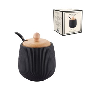 Açucareiro com colher de ceramica oasis 330ml preto pcln-225pt